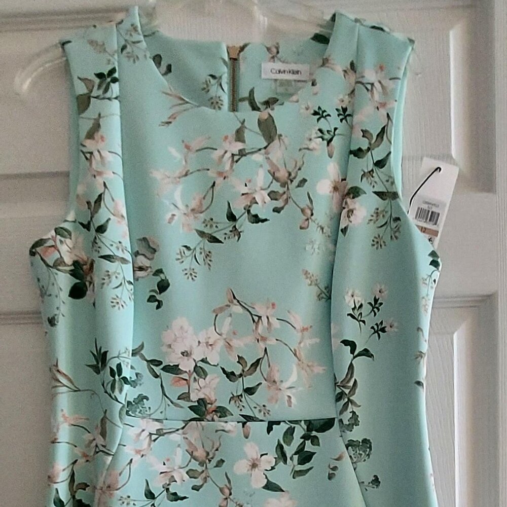 Calvin Klein Round Neck Sheath Dress Seafoam Green Sz 12  NEW w/Tags
